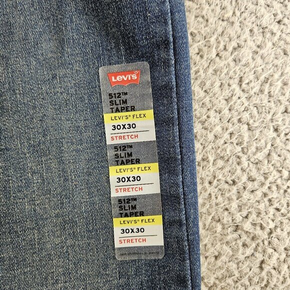 Levis 512 Jeans Mens 30x30 Blue Slim Taper Stretch Flex Denim Medium Wash Pants - Picture 3 of 16